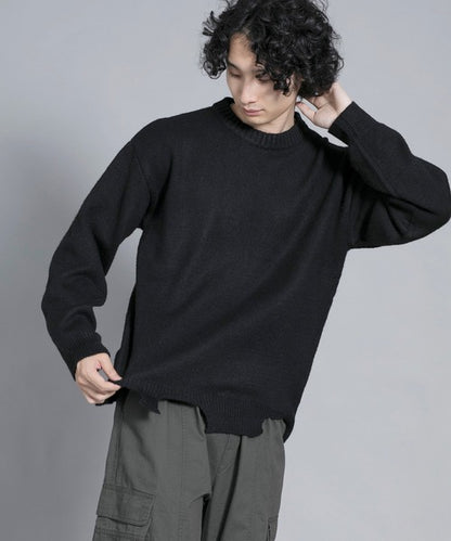 aimoha men Edgy Distressed Hem Sweater