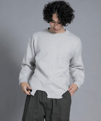 aimoha men Edgy Distressed Hem Sweater