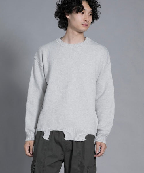 aimoha men Edgy Distressed Hem Sweater