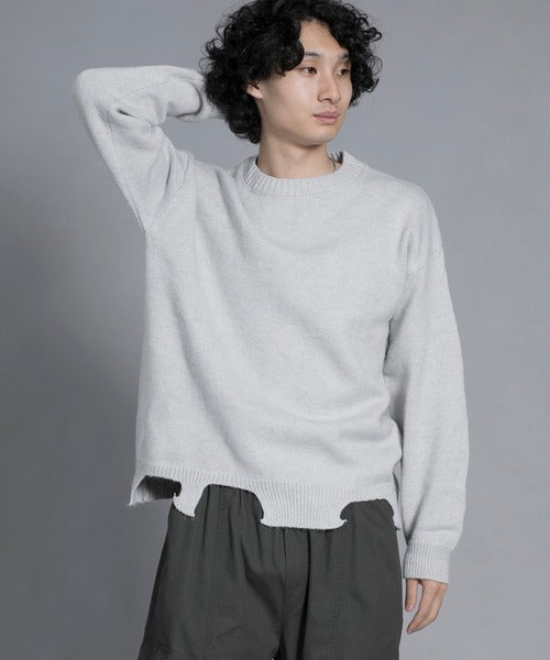 aimoha men Edgy Distressed Hem Sweater