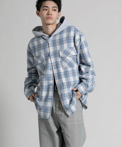 【aimoha neo】 Vintage Plaid Hoodie Shirt