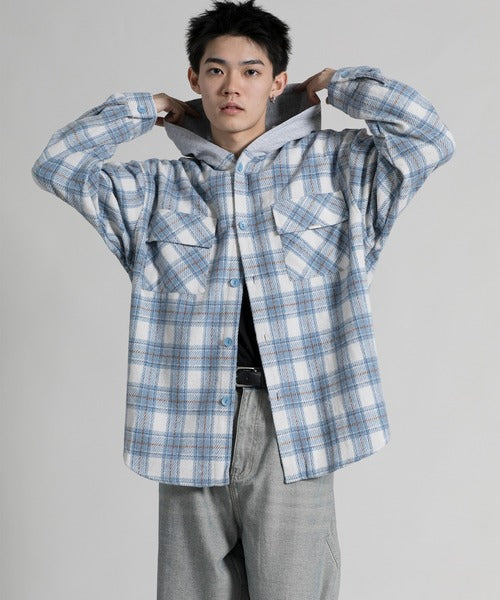 【aimoha neo】 Vintage Plaid Hoodie Shirt