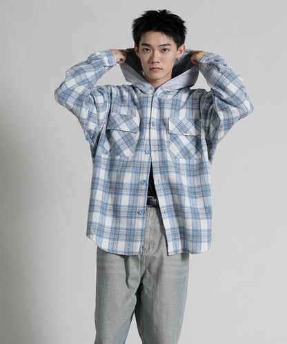 【aimoha neo】 Vintage Plaid Hoodie Shirt