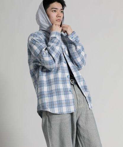 【aimoha neo】 Vintage Plaid Hoodie Shirt