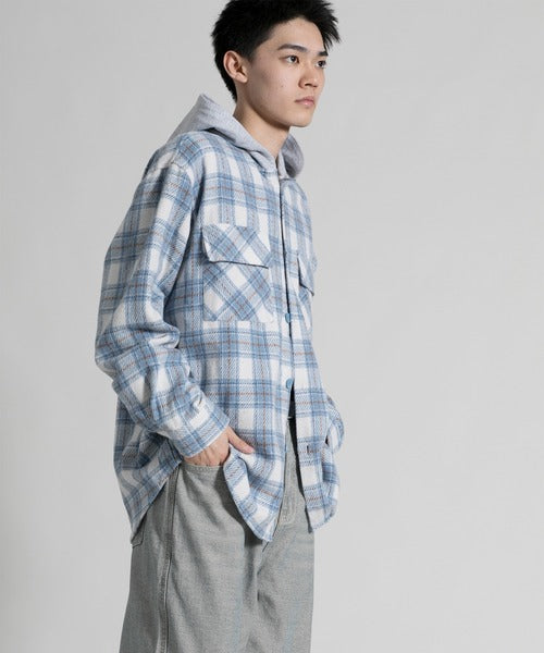 【aimoha neo】 Vintage Plaid Hoodie Shirt