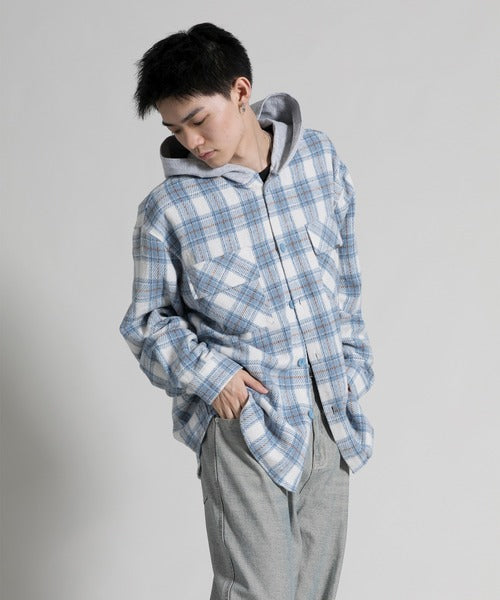 【aimoha neo】 Vintage Plaid Hoodie Shirt