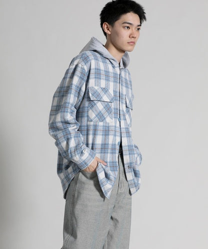 【aimoha neo】 Vintage Plaid Hoodie Shirt