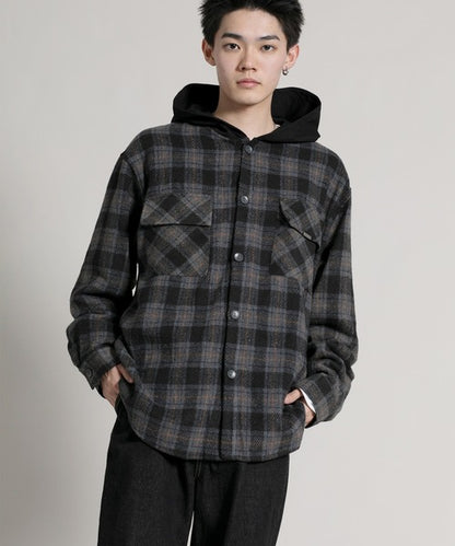 【aimoha neo】 Vintage Plaid Hoodie Shirt