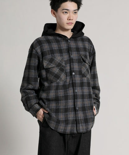 【aimoha neo】 Vintage Plaid Hoodie Shirt