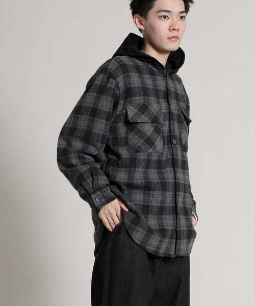 【aimoha neo】 Vintage Plaid Hoodie Shirt