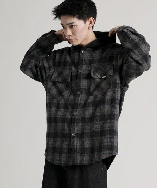 【aimoha neo】 Vintage Plaid Hoodie Shirt