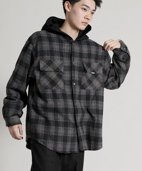 【aimoha neo】 Vintage Plaid Hoodie Shirt