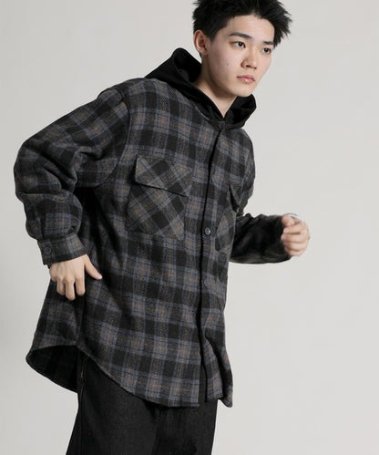 【aimoha neo】 Vintage Plaid Hoodie Shirt