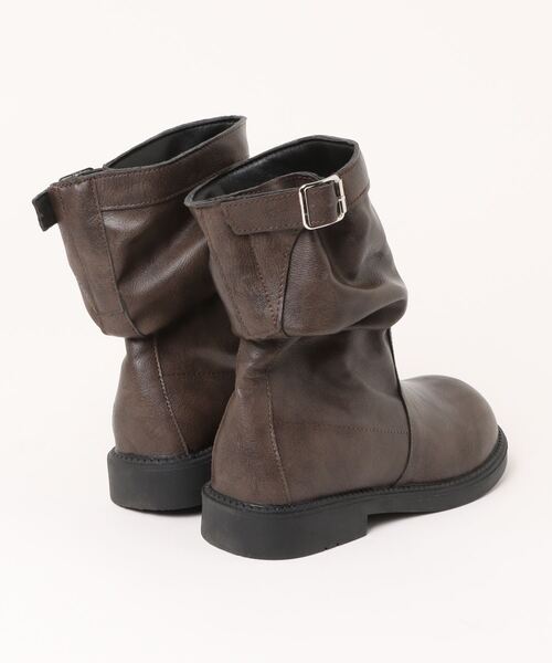 【shoes365】バックル付き　革ブーツ