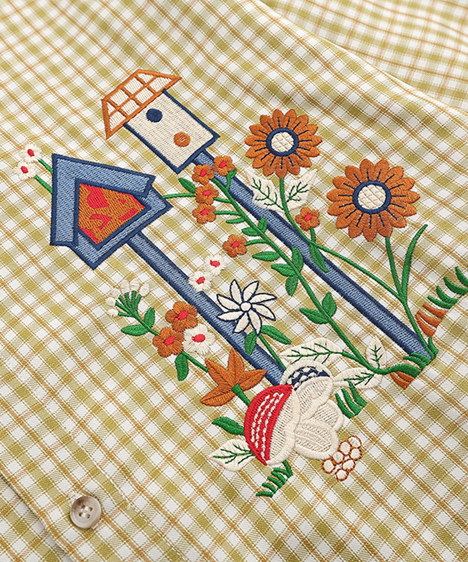 HOOK -select- レトロ刺繍チェック柄デニム襟シャツ – 《公式