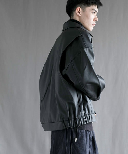 【aimoha neo】Fake Leather Zip-Up Jacket