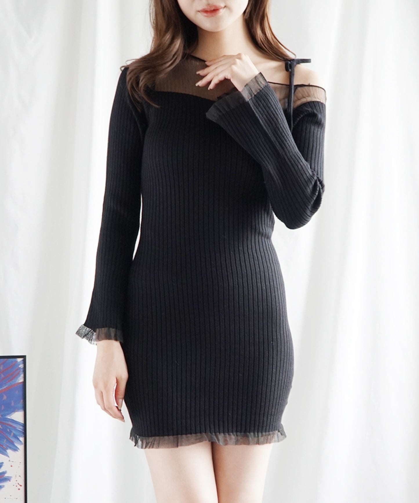 【Jasmine】シアーニットミニワンピース