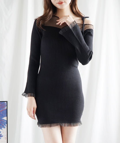 【Jasmine】シアーニットミニワンピース