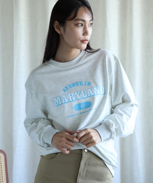 aimoha/カレッジロゴ長袖Tシャツ