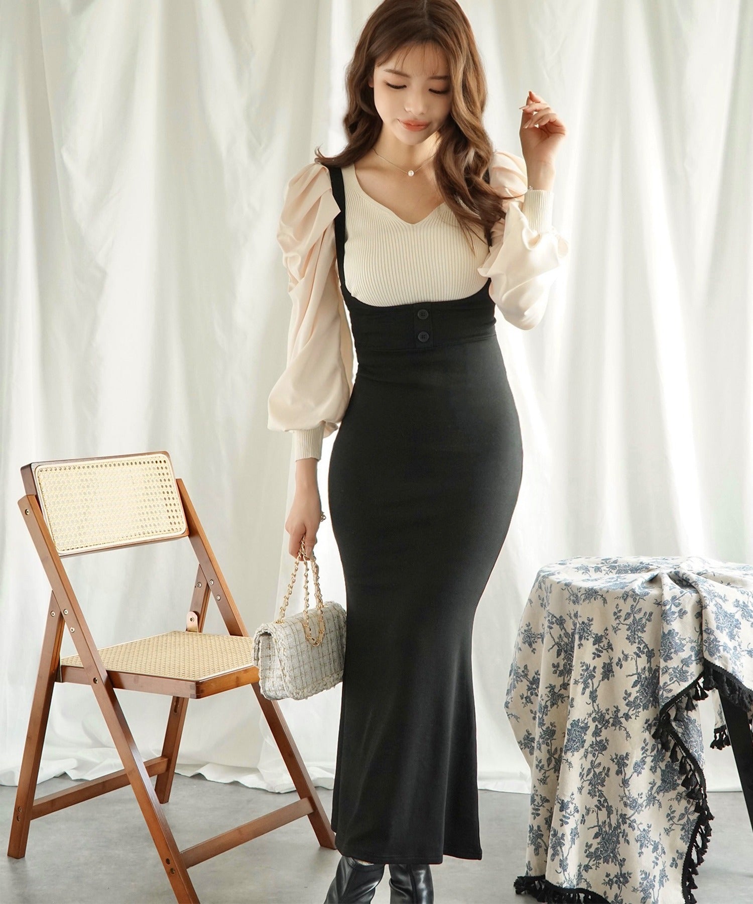 Jasmine】ハイウエストサスペンダースカート – 《公式》moremore