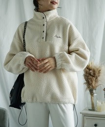 ハーフボタンボアプルオーバー