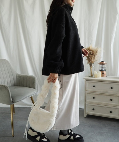 ハーフボタンボアプルオーバー