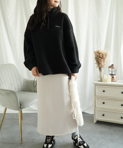 ハーフボタンボアプルオーバー