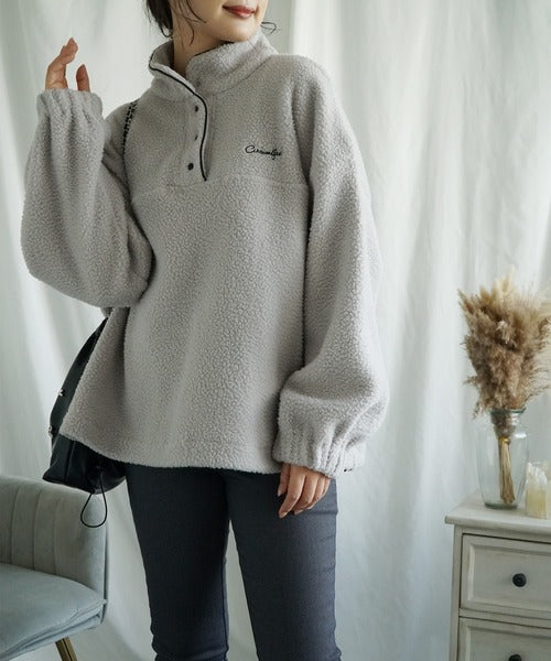 ハーフボタンボアプルオーバー