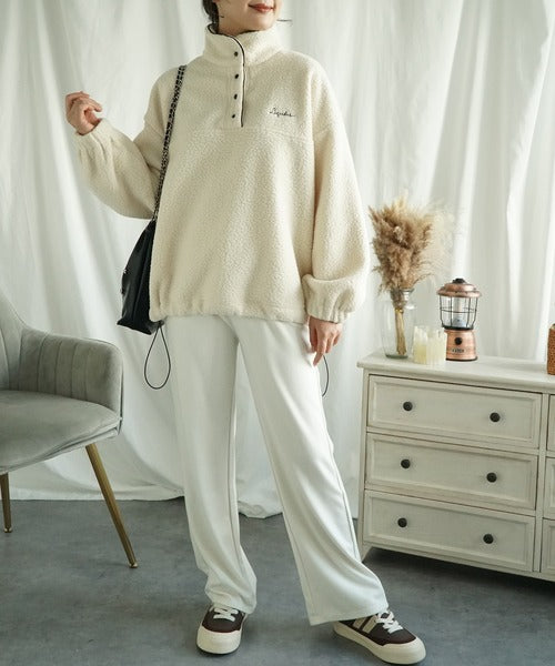 ハーフボタンボアプルオーバー