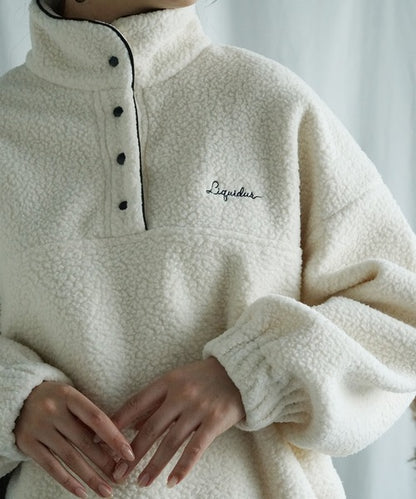 ハーフボタンボアプルオーバー