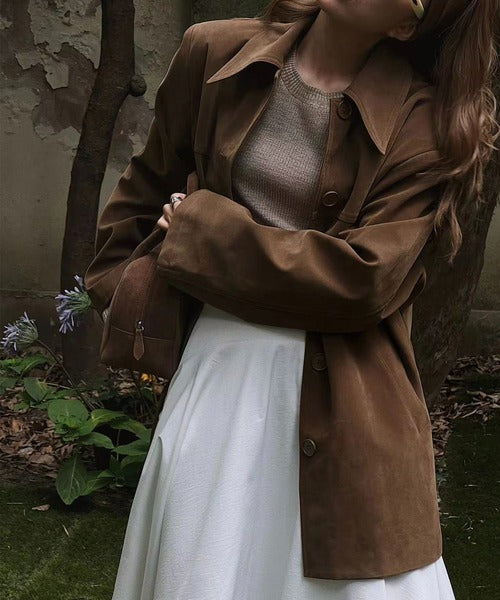 【moyo】フェイクムートン シャツジャケット