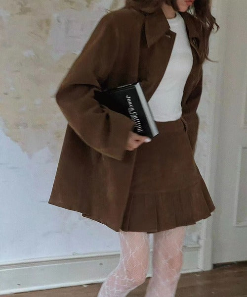 【moyo】フェイクムートン シャツジャケット