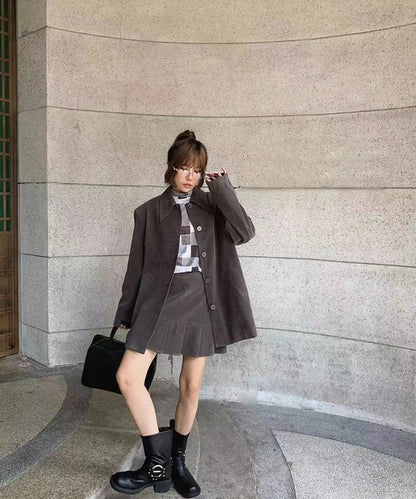 【moyo】フェイクムートン シャツジャケット