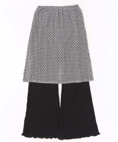 【moyo】レイヤード風ワイドフレアパンツ