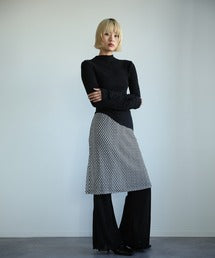 【moyo】レイヤード風ワイドフレアパンツ