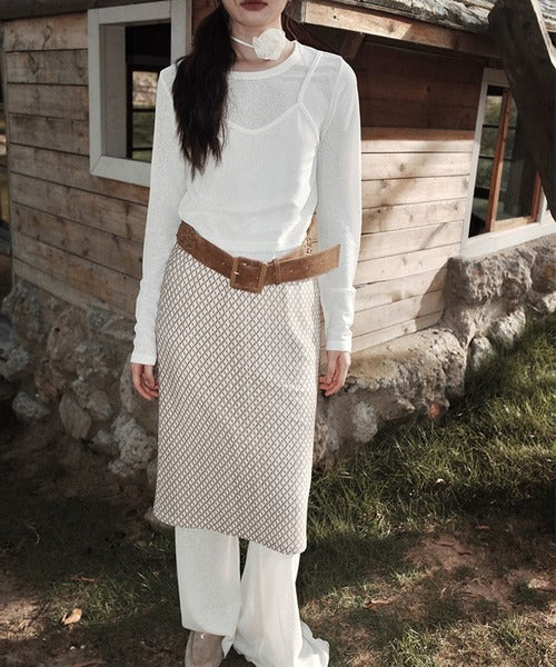 【moyo】レイヤード風ワイドフレアパンツ