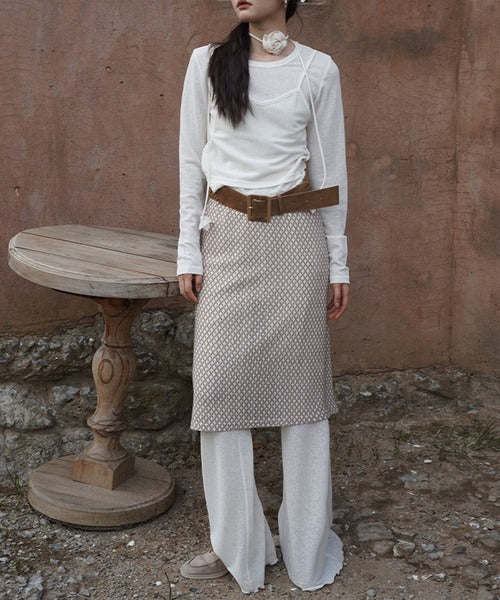 【moyo】レイヤード風ワイドフレアパンツ