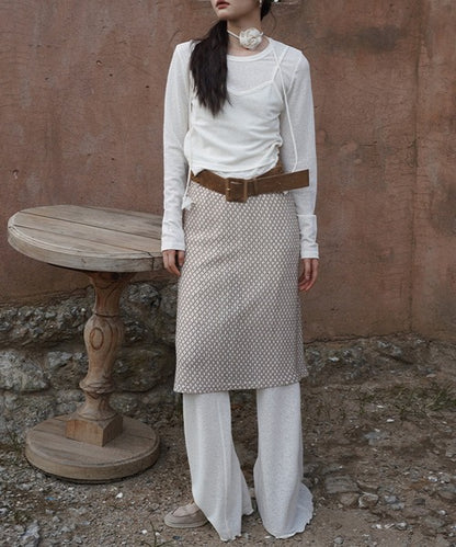 【moyo】レイヤード風ワイドフレアパンツ