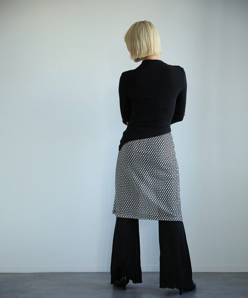 【moyo】レイヤード風ワイドフレアパンツ