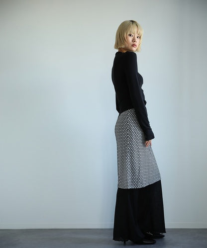 【moyo】レイヤード風ワイドフレアパンツ