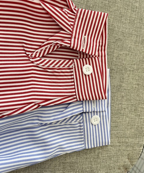 ストライプシャツロングワンピース