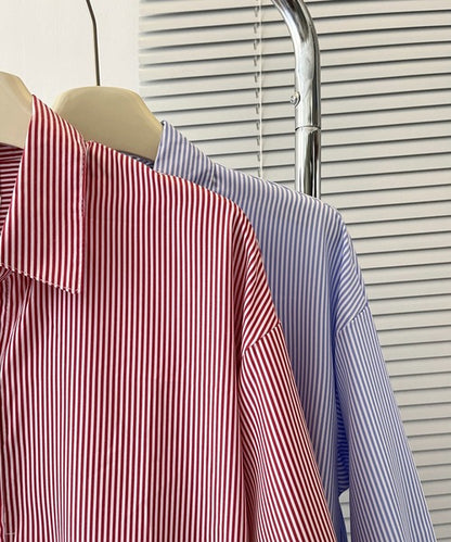 ストライプシャツロングワンピース