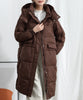 【Aimoha】大きめフードのスタンドネックロングダウンジャケット