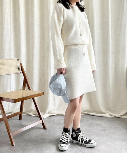 【Jasmine】ハイウエストニットワンピース フード付き