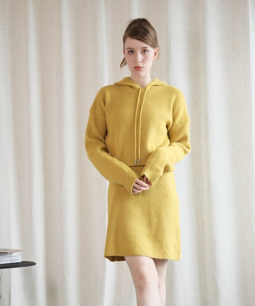 【Jasmine】ハイウエストニットワンピース フード付き