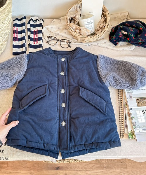 【aimoha-KIDS-】ボア切り替え中綿ジャケット