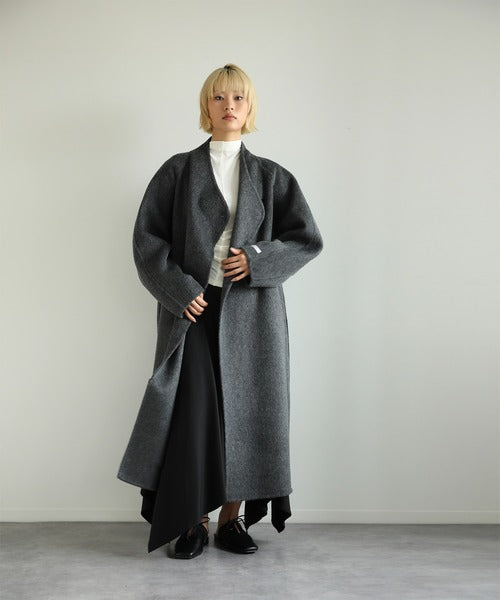 【moyo】ノーカラーラグラン　ロングコート