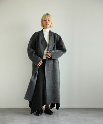 【moyo】ノーカラーラグラン　ロングコート