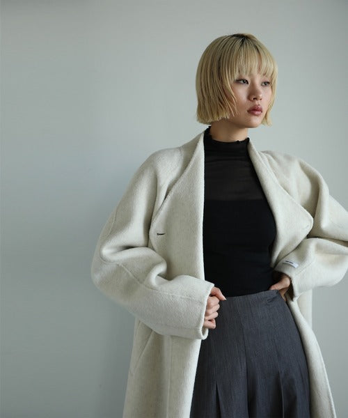 【moyo】ノーカラーラグラン　ロングコート