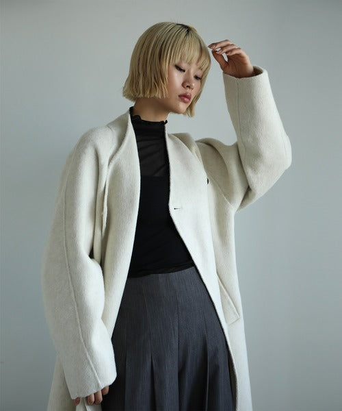 【moyo】ノーカラーラグラン　ロングコート